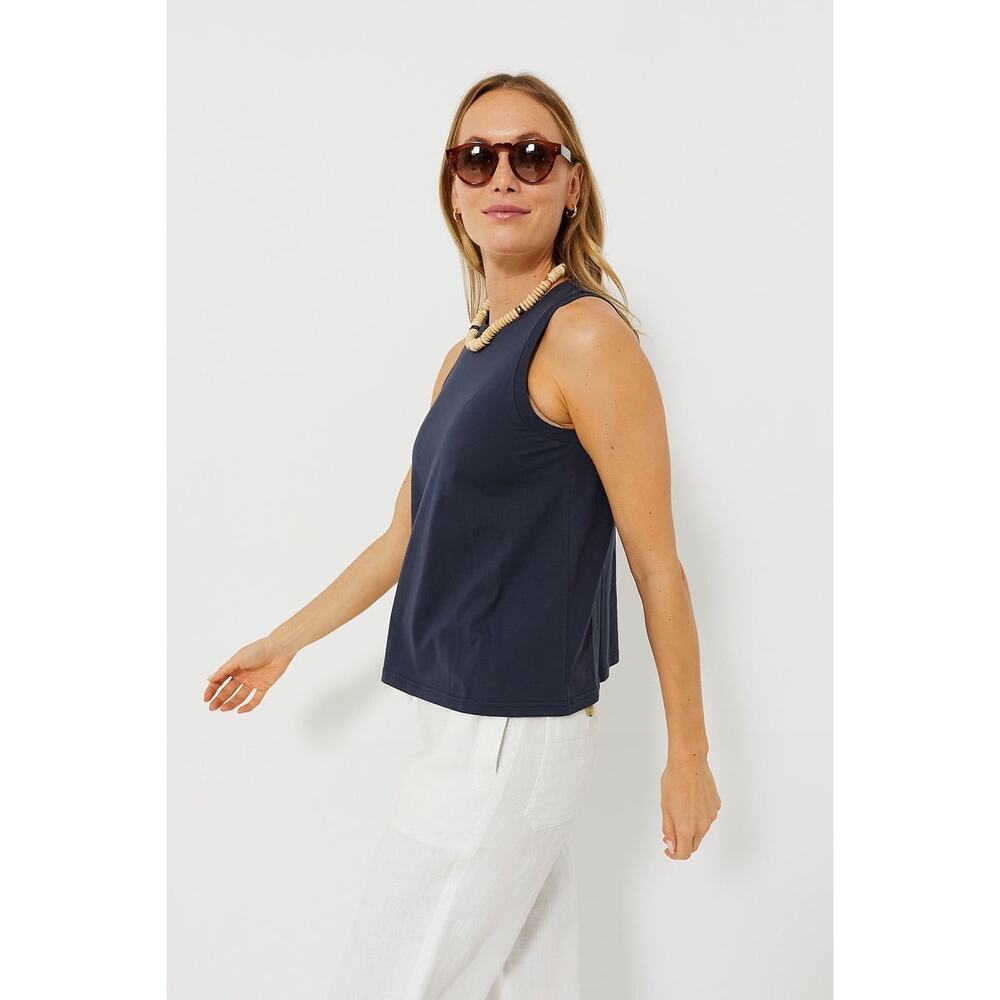 POMANDER PLACE Navy Anthos Cotton Tank Size S NWT Retail $78 Tuckernuck - Picture 5 of 7
